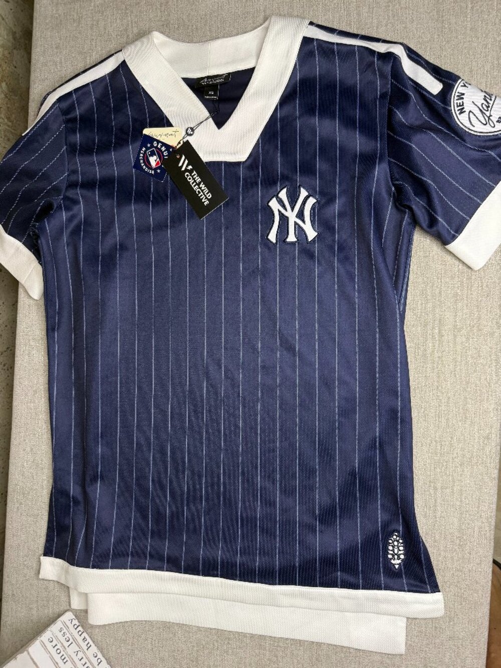 NWT The Wild Collective NY Yankees Bronx Bombers Pinstripe Jersey XS